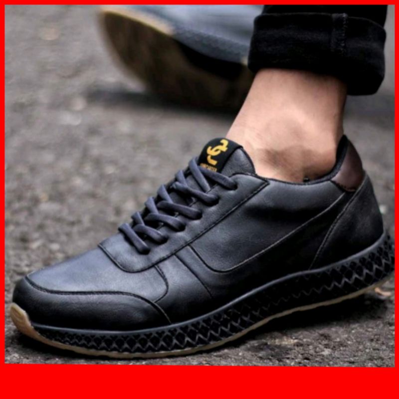 WOLF x CARTER BLACK Sepatu Kasual Sneakers Kulit Aslina Model Brogue ch1