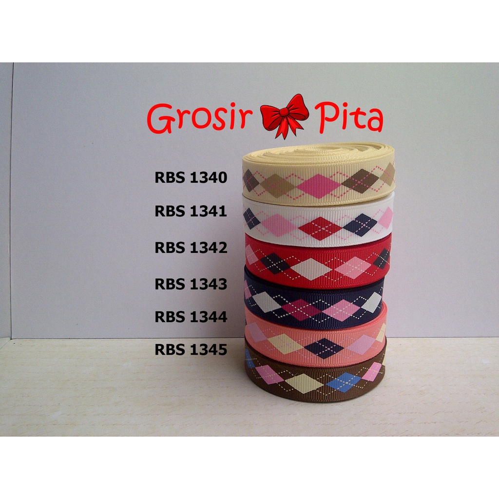 

(25 yard) Pita Grosgrain Motif RBS 1340,1341,1342,1343,1344,1345 | Toko Bahan Craft | Grosir Pita