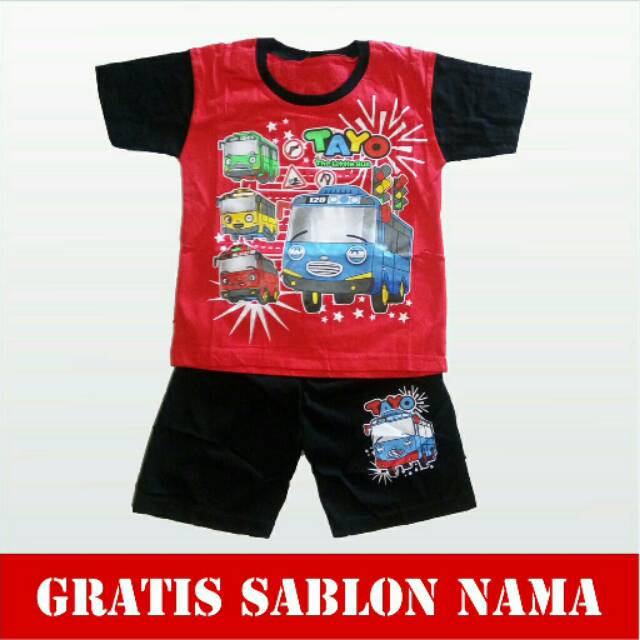  BAJU  TAYO  BAJU  ANAK  KAOS SETELAN ANAK  TAYO  CUSTOM NAMA 