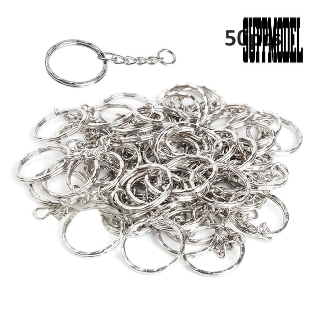 &lt; Suppmodel &gt; 50Pcs / Set Gantungan Kunci Kosong Bahan Metal Ukuran 25mm