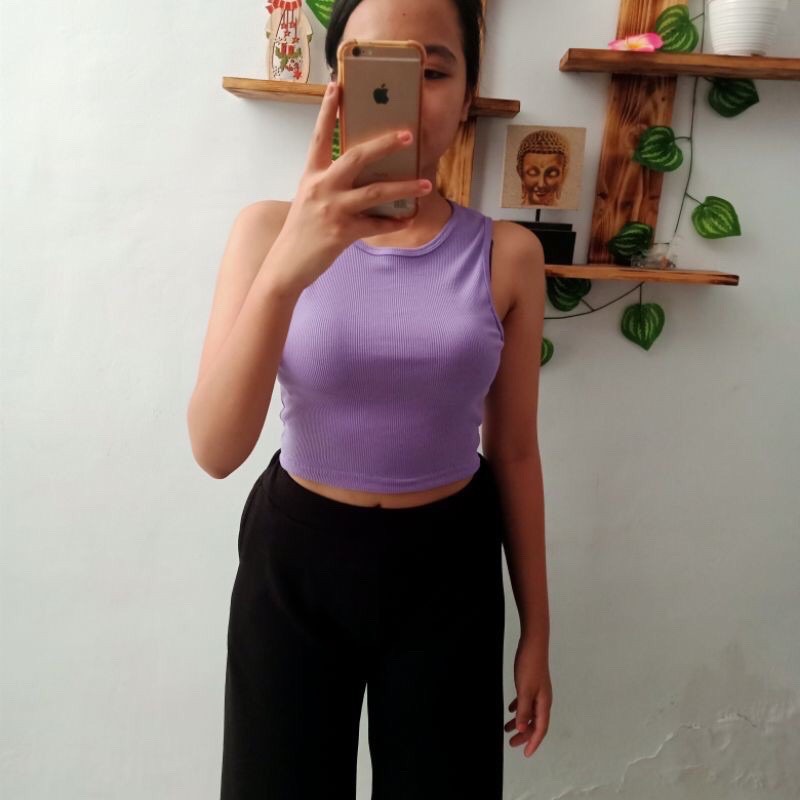 RIB TANK TOP CROP BLOUSE WANITA