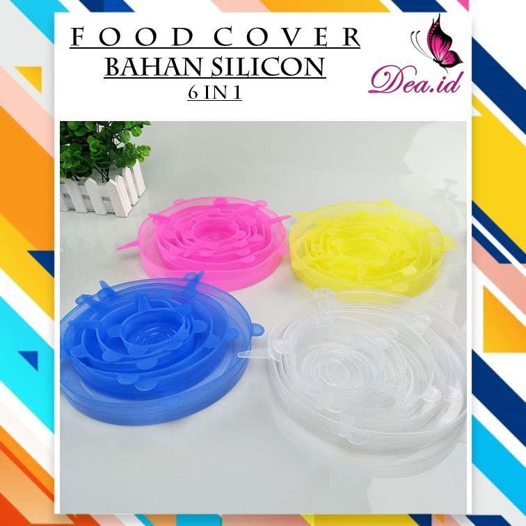 [DEASHOP] FOOD COVER SILIKON - STRETCH BOWL COVER LID SILICON - 6 IN 1 - TUTUP WADAH SERBAGUNA