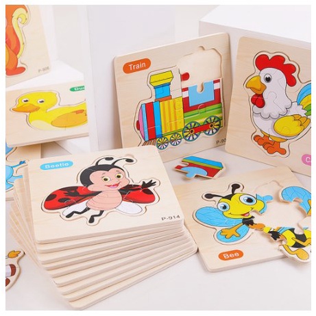 MAINAN PUZZLE KAYU ANAK HEWAN KARTUN/MAINAN EDUKASI ANAK BAYI / WOODEN PUZZLE TOYS | FADHILAH SHOP BJB