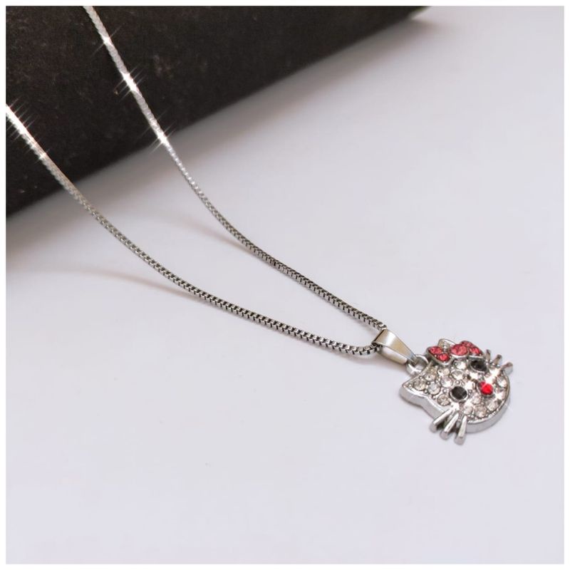 KALUNG SILVER ANTI KARAT - LUNTUR // Kalung Liontin anak Wanita model hellokitty