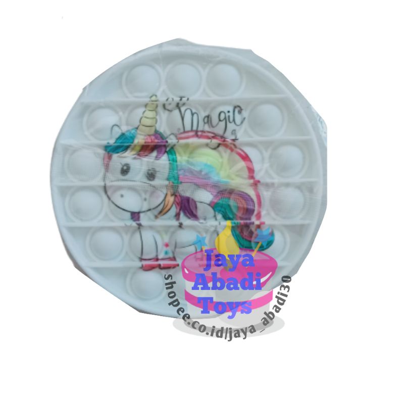 MAINAN ANAK VIRALL FIDGET PUSH /POP IT PELANGI RAINBOW MOTIF LUCU MURAH MERIAH-Random Bulat Karkter