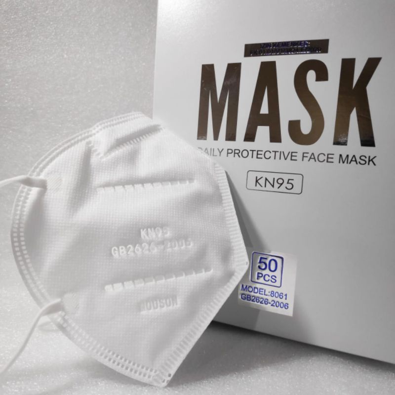 MASKER MEDIS KN95 MOUSON 5 PLY ORIGINAL PUTIH POLOS IZIN BNPB - BOX 50pcs
