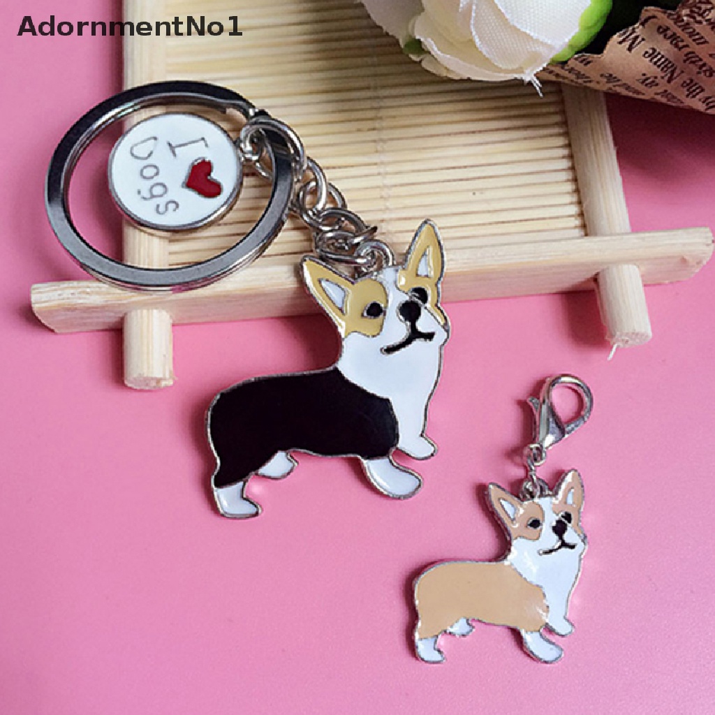 (AdornmentNo1) Gantungan Kunci Boneka Anjing Corgi Bahan Plush Untuk Hadiah Natal / Ulang Tahun