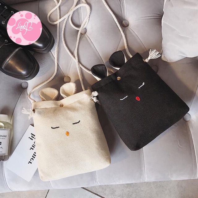 Tas Selempang Fashion Wanita - SLING BAG KANVAS EMOTICON - Tas Fashion Terbaru - Tas Kecil