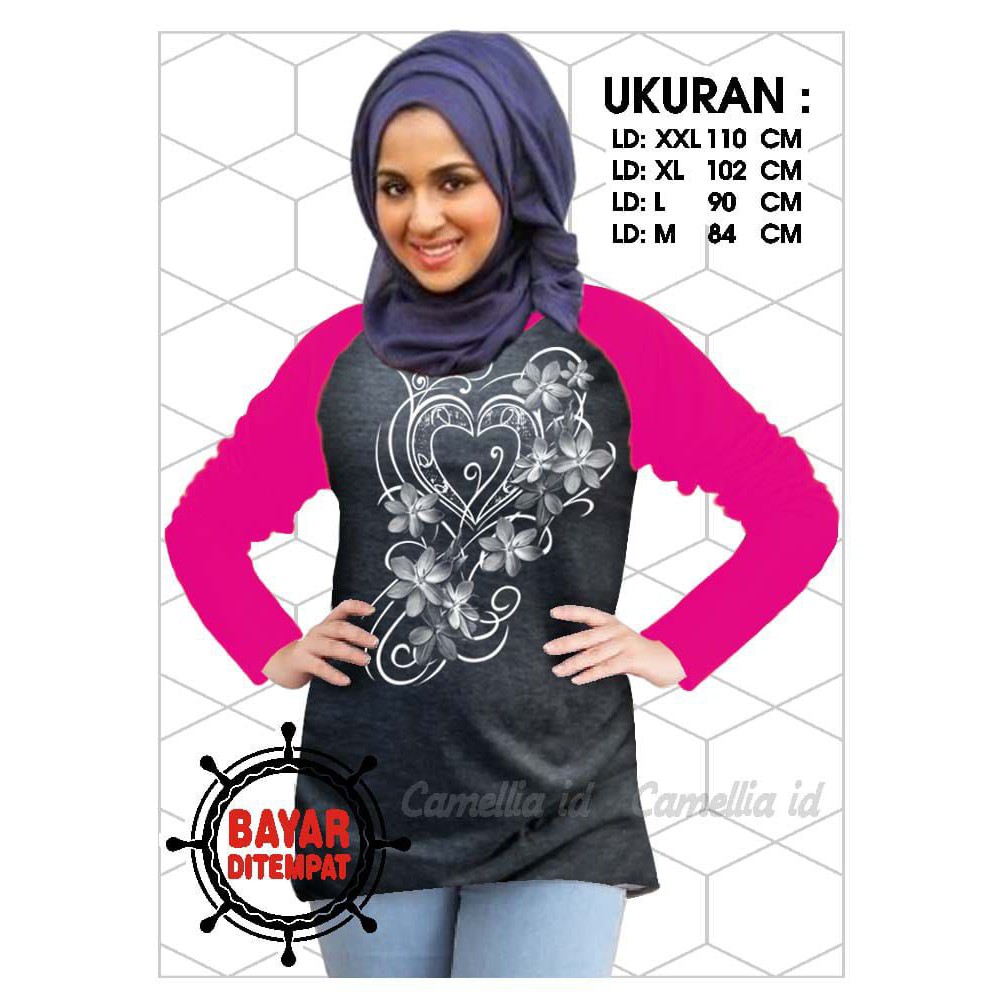 Kaos Raglan (B.LOVE)/Kaos Wanita Lengan Panjang/ Kaos Wanita/ Kaos Cewek/ Kaos Oblong/Misty