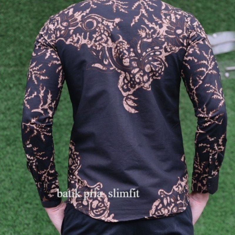 Baju Batik Atasan Pria modern Lengan Panjang Lapis Furin
