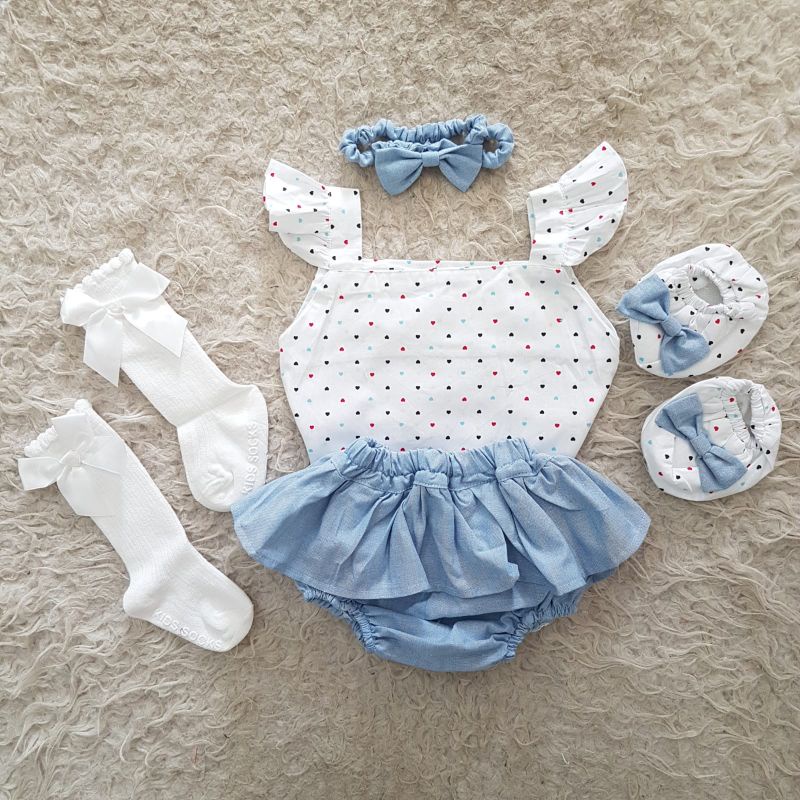 baju bayi Newborn Polkadot bloomer Set-Love A
