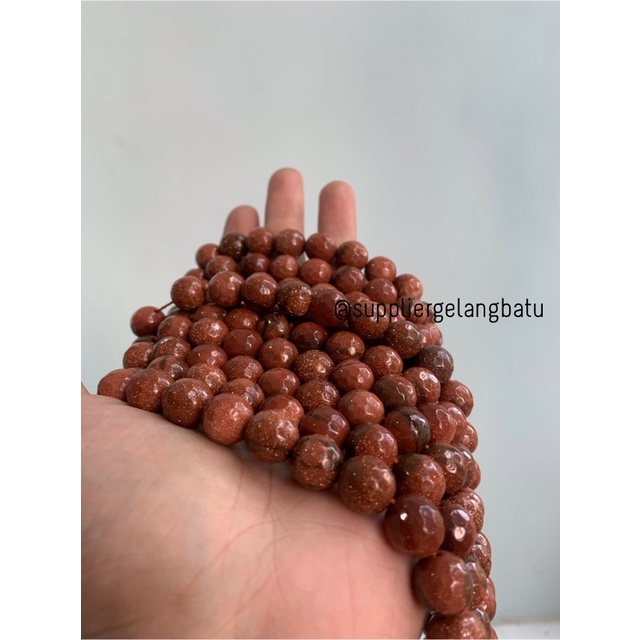 batu alam pasir mas coklat FACETED 12mm brown sand stone cutting