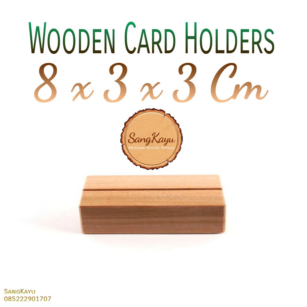 Wooden Card Holder 8x3x3cm Stand Dudukan tempat Penyimpanan Kartu