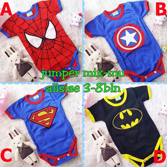 Baju Bayi Lucu Jumper Bayi Karakter Superhero