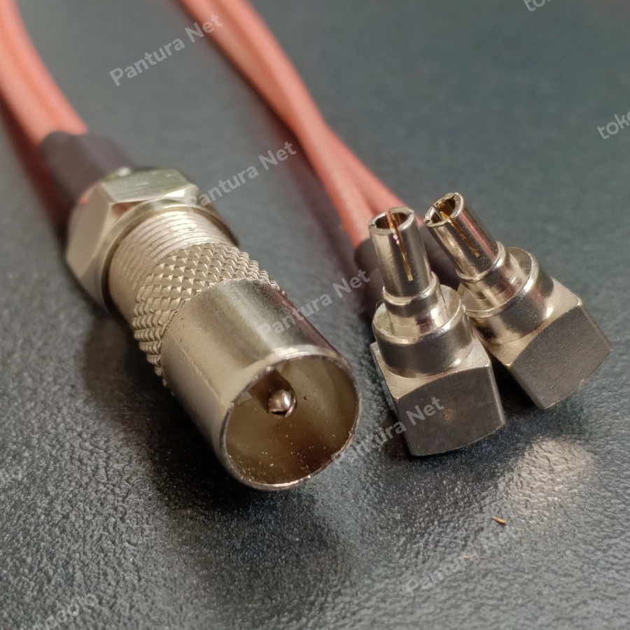 Kabel Pigtail Y RG316 Double CRC-9 ke Jack F TV male RG6