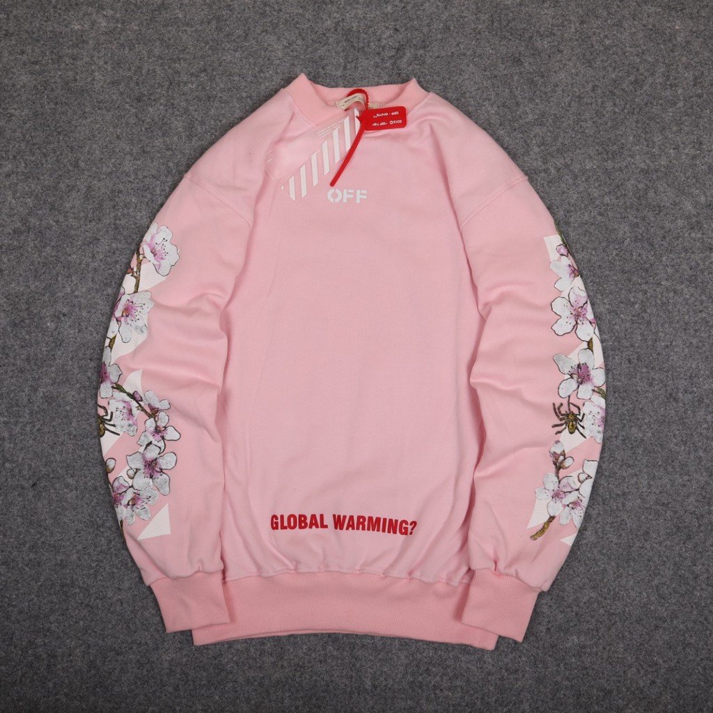 Jaket Crewneck OFF WHT CHERRY BLOSSOM – Pink Edition Trendy Casual Unisex Good Brand Quality Styli