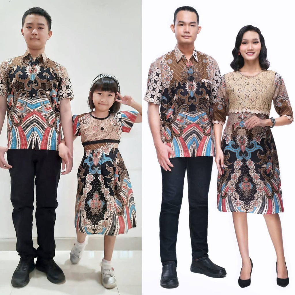 Dress batik couple keluarga gio cream