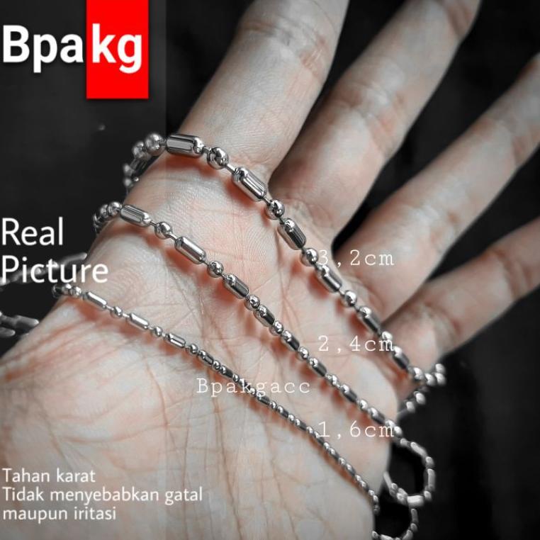 Bln31au22υ ‑ Kalung mci bulat tabung # kalung monel besi putih asli anti karat silver tali pendant