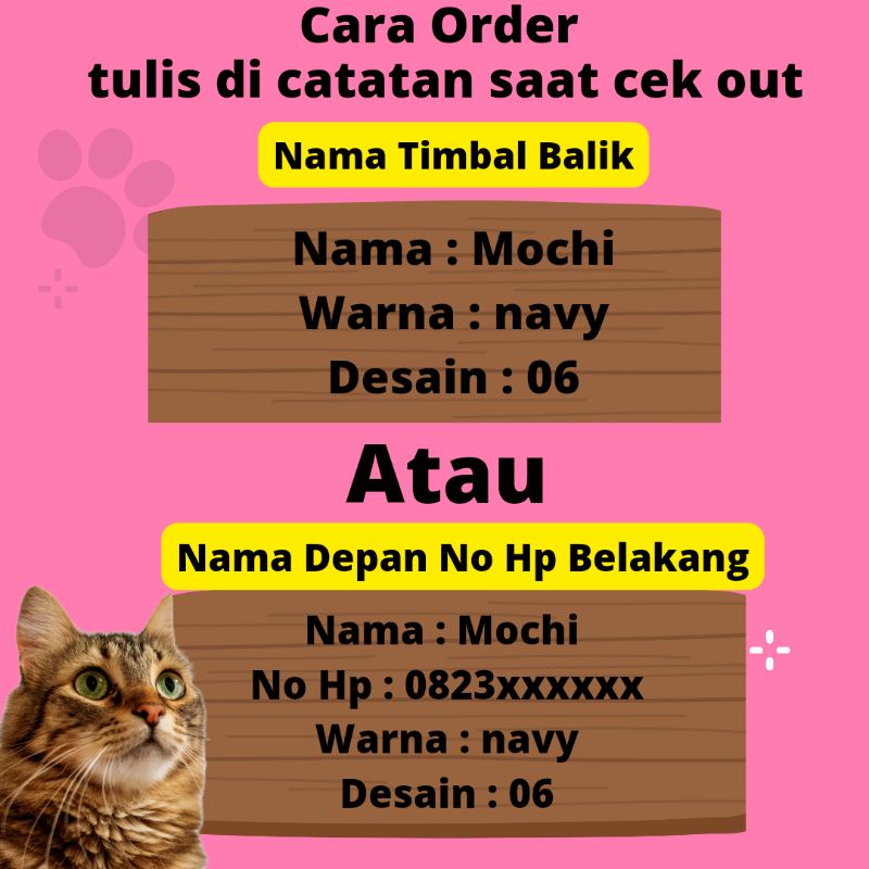 Kalung Kucing Nama Prusik Akrilik Timbal Balik Murah Lonceng