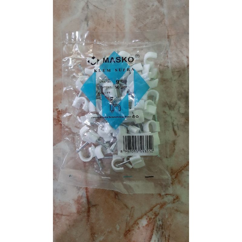 Klem Kabel 9 mm 9mm + Paku Baja Beton
