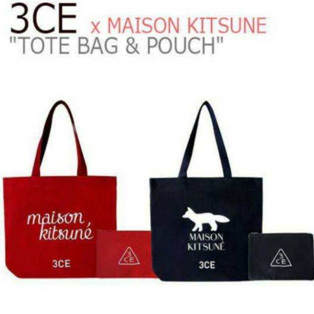 3ce x maison kitsune tote bag