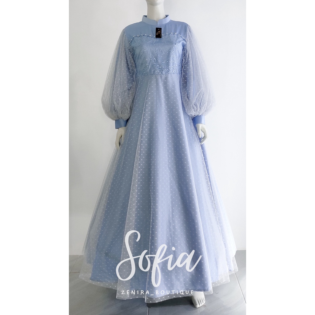 SOFIA GAUN pesta pengantin mewah tulle bordir dan tulle dot / baju kondangan / prewedding / lamaran / wisuda / wedding bisa dipesan couple / tersedia ukuran kecil hingga jumbo