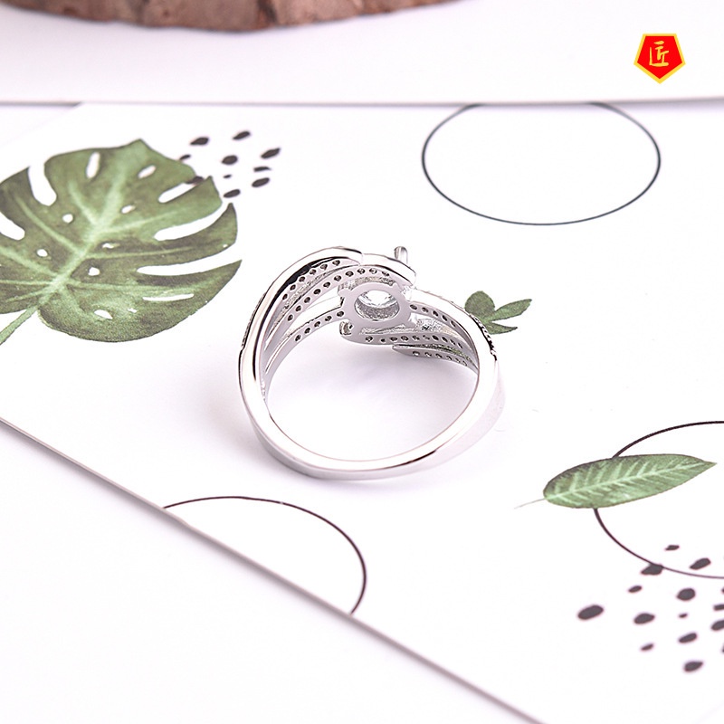 [Ready Stock]Female Creative Personality S925 Silver Diamond-Studded Ring