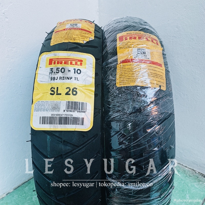 Paket Ban Luar Sepeda Motor Murah Meriah Pirelli SL26 SL 26 3.50 ring 10 Sepasang Vespa Excel PX Cla