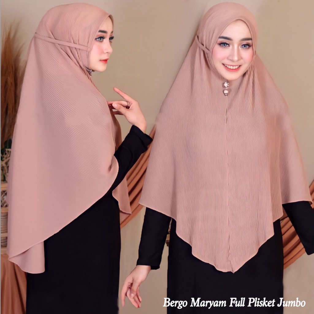 BERGO MARYAM FULL PLISKET SHAWL LIDI PREMIUM TALI INSTAN TERMURAH