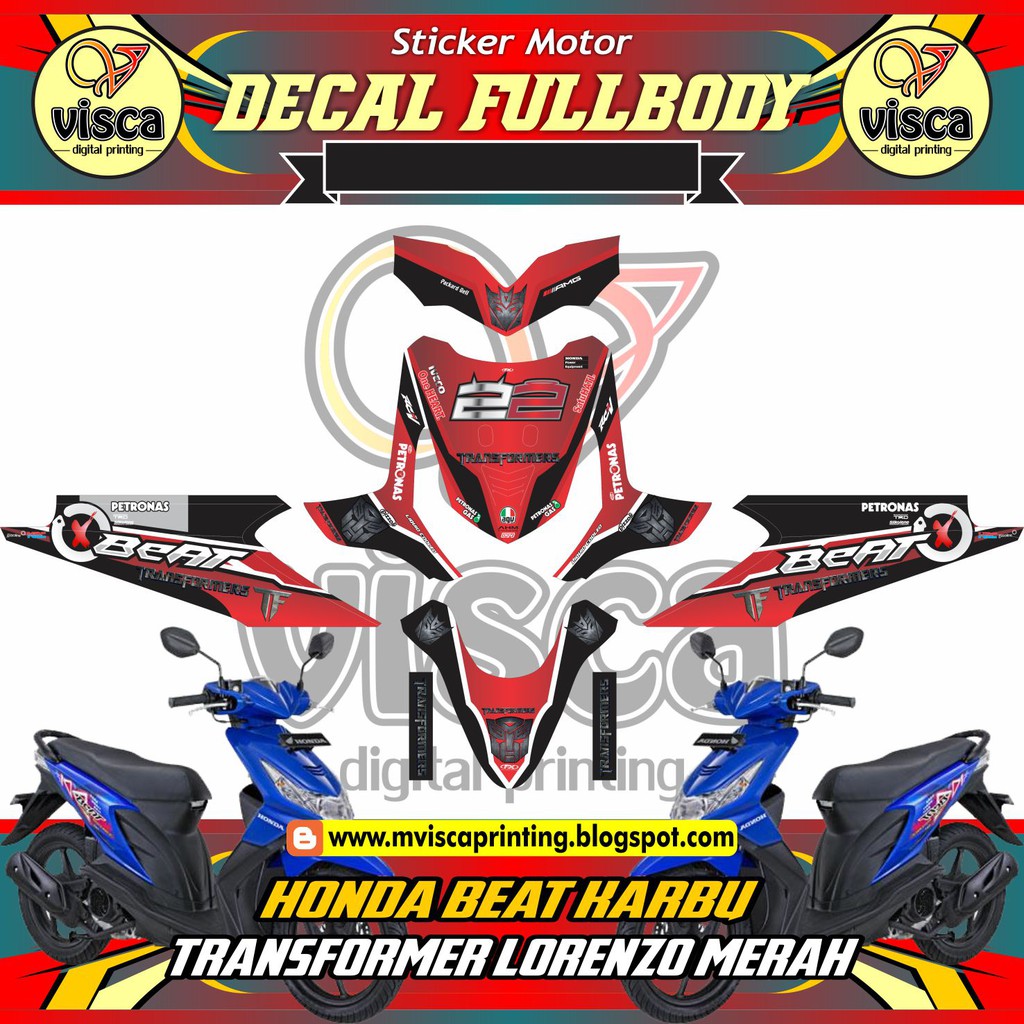 Decal Beat Karbu Decal Beat Full Body Stiker Beat Karbu TRANSFORMER LORENZO MERAH