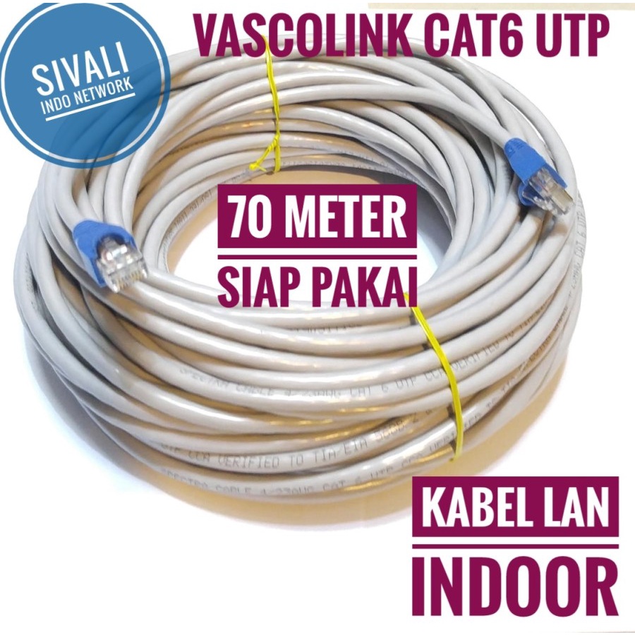 70 METER VASCOLINK KABEL LAN CAT6 SIAP PAKAI