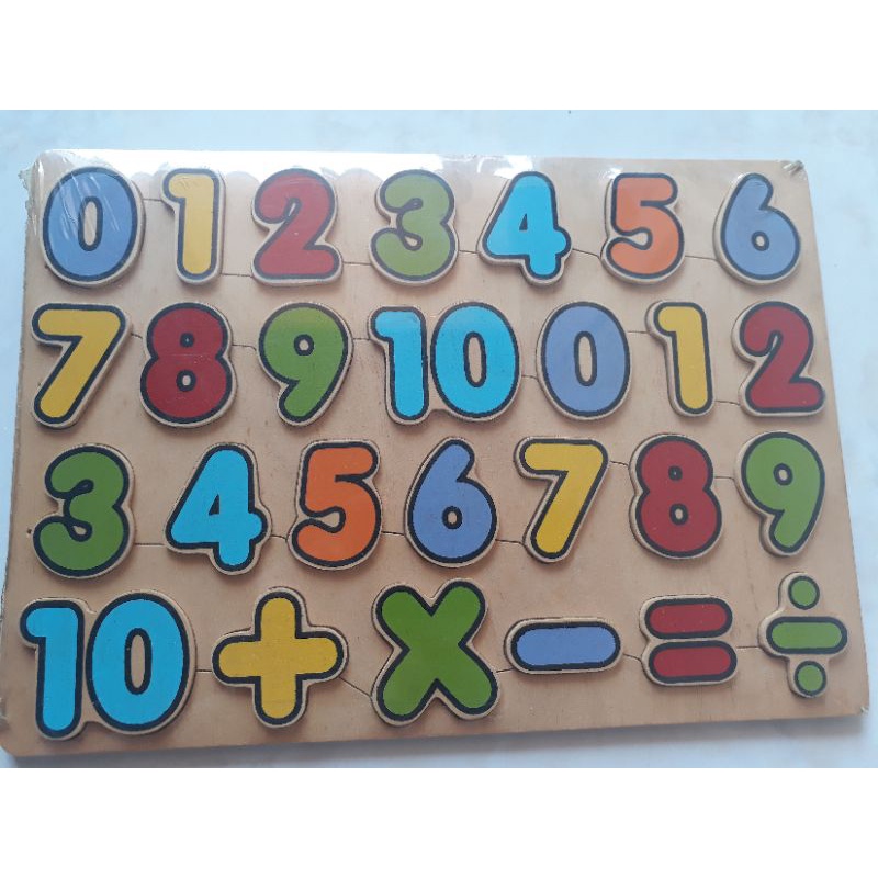 Puzzle Kayu Angka 0 - 10 , X ÷ + -