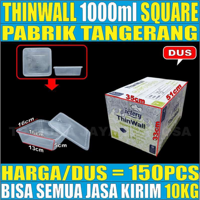Thinwall SQ 1000ml Square Kotak Makanan Food Container Plastik Dus Semua Jasa Kirim
