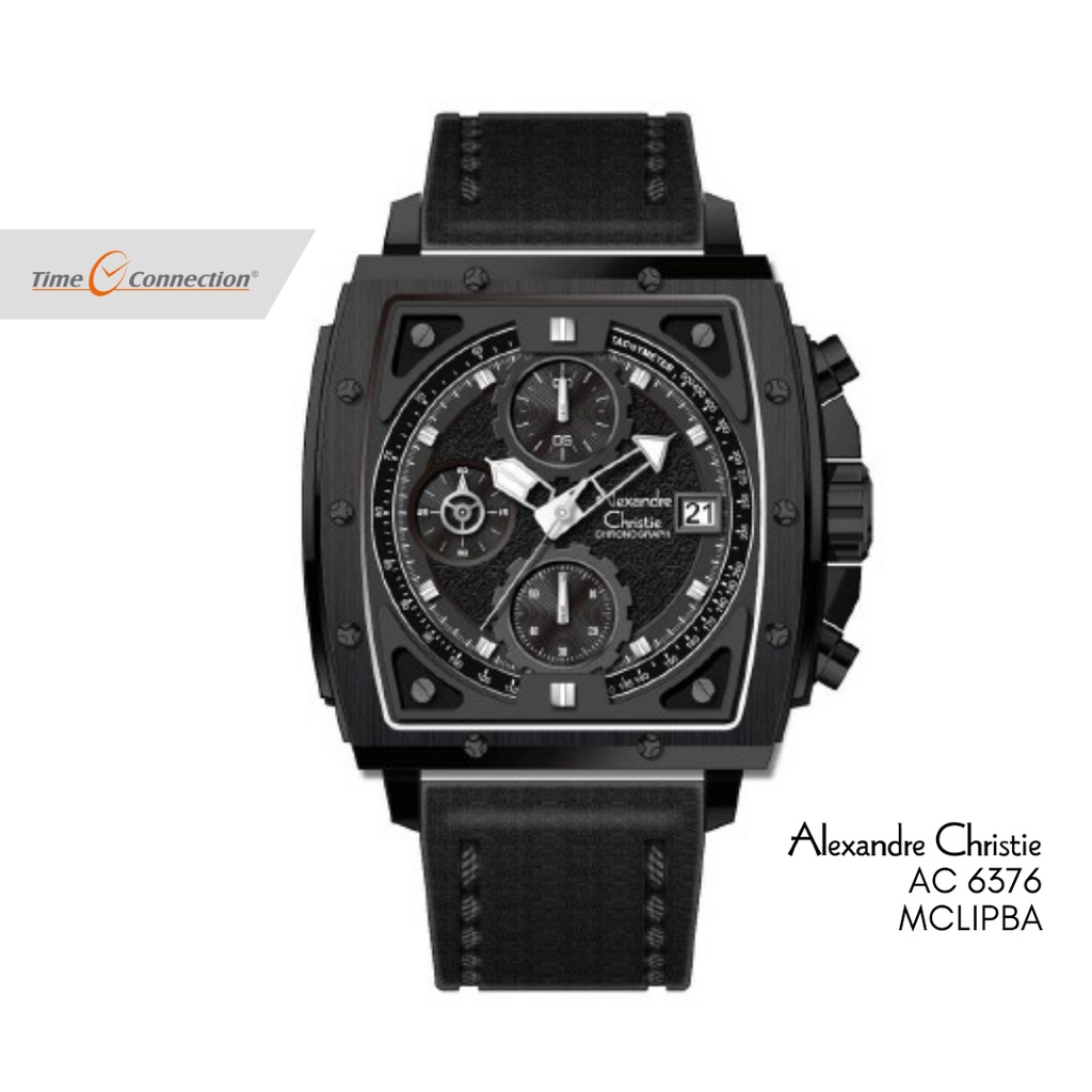 Alexandre Christie AC 6376 MCLIPBA Full Hitam Original / Jam Tangan Pria Kulit / Black Leather MC