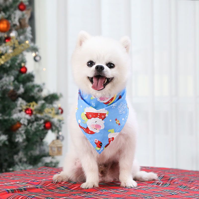 【100% Cotton 】Christmas Dog Bandana Reversible Triangle Bibs Scarf Cat Large Pets Accessories