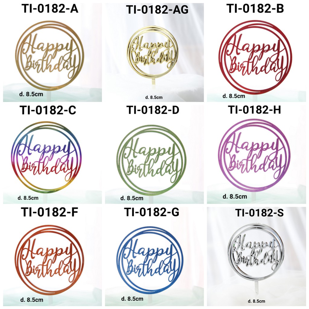 GR-TI-0182 Cake topper tulisan plastik kue happy birthday bulat besar yamama baking