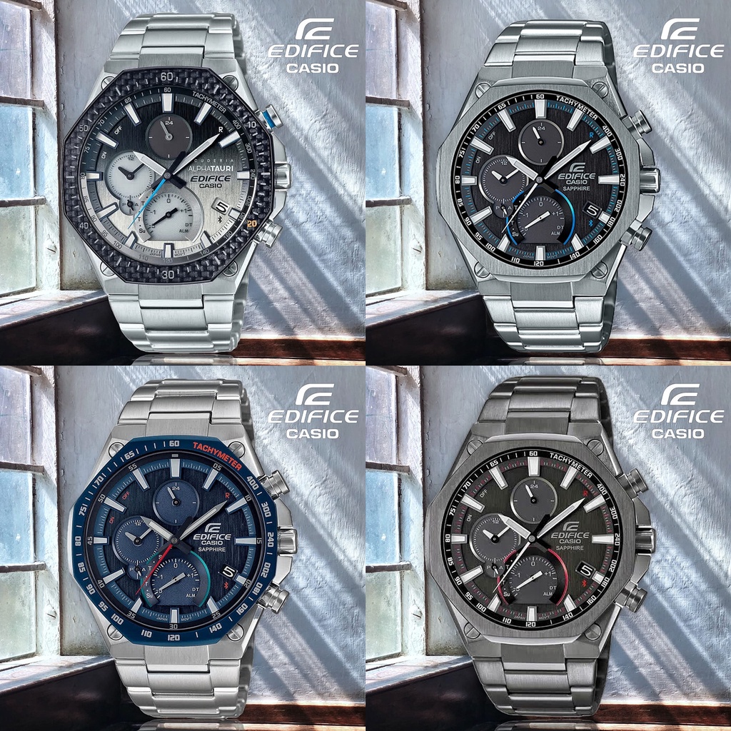Jam Tangan Pria Casio EDIFICE EQB-1100 EQB 1100 Chronograph Scuderia AlphaTauri Steel