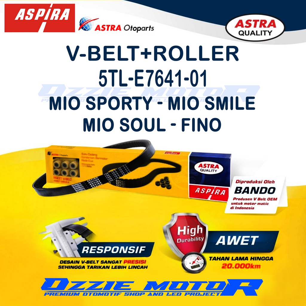 VANBELT V-BELT + ROLLER ASPIRA 5TL-E7641-01 MOTOR MIO SPORTY,SMILE,SOL