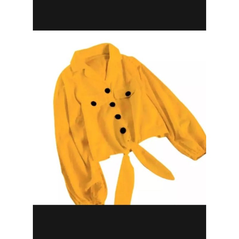 Maggie Button Crop/ Kemeja Wanita Moscrepe Premium