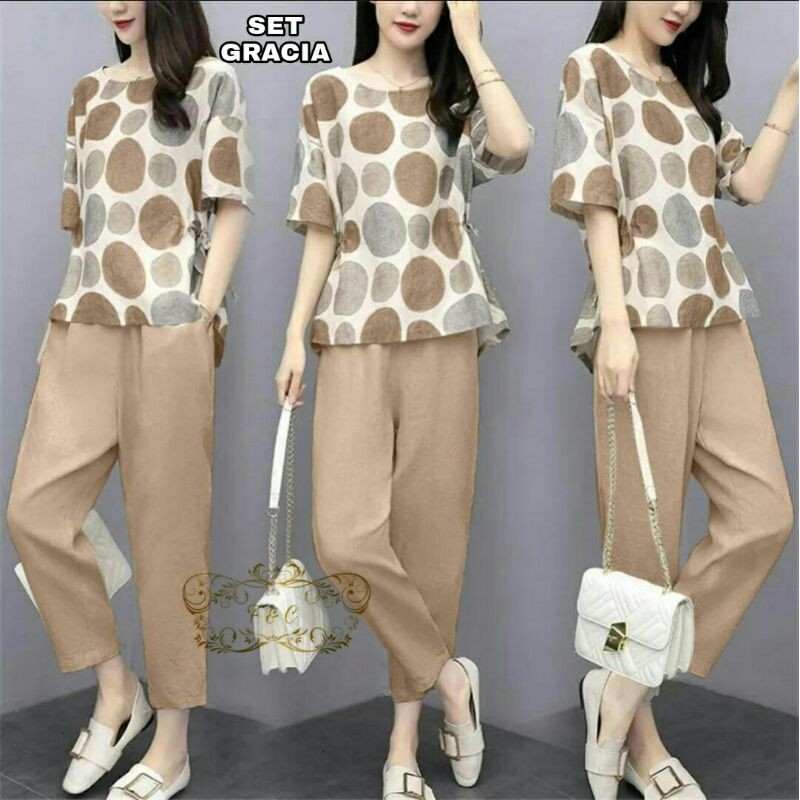 Setelan Baju dan Celana 7/9 GRACIA Fashion Baju Setelan Casual Wanita Dewasa