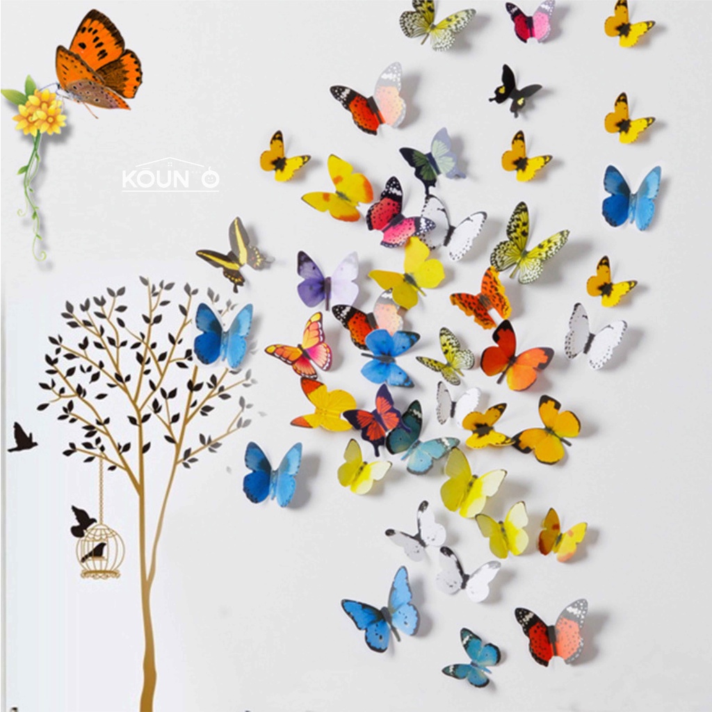 Stiker dan Magnet Tempelan Kulkas Dekorasi Dinding Tembok Motif Kupu Kupu 3D Wall Sticker Butterfly