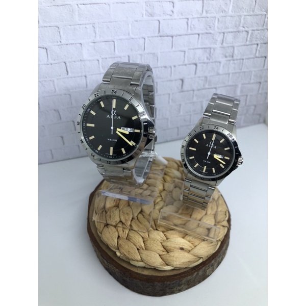 JAM TANGAN WANITA PRIA COUPLE ALFA 99021L ORIGINAL BERAGARANSI