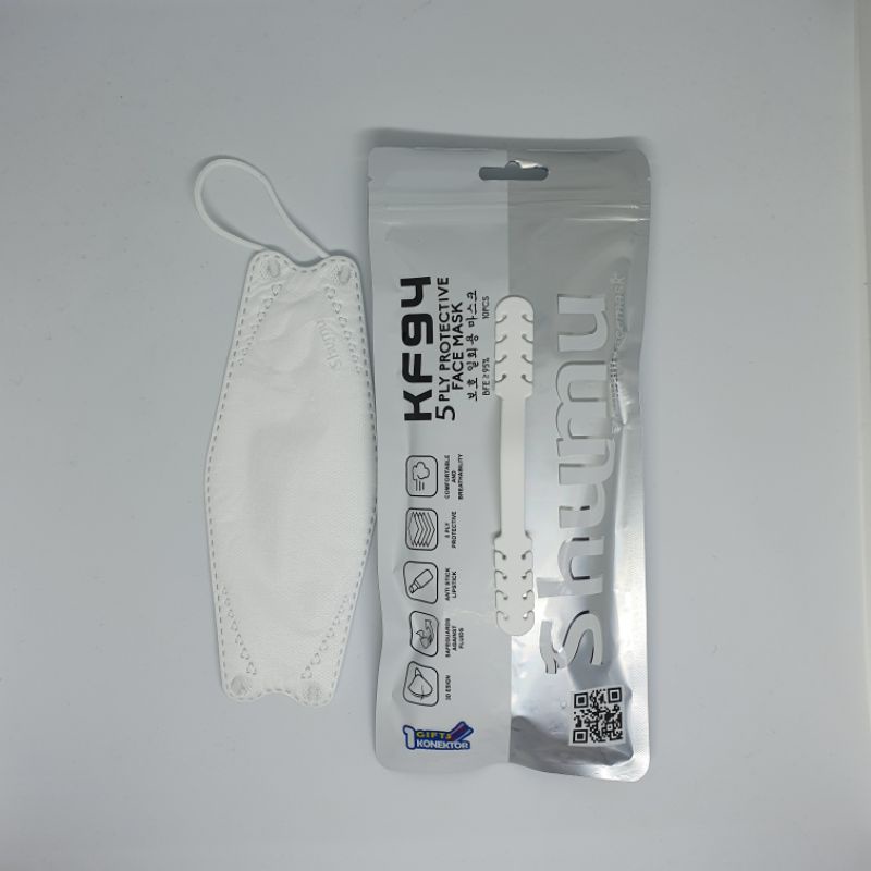 Masker KF94 Shumu Putih isi 10 gratis konektor hijab