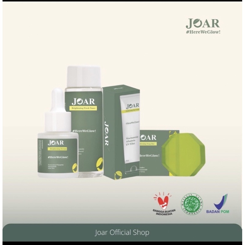 Joar Skincare - Paket Brightening ( Soap Bar + Toner + Serum + Day Cream )