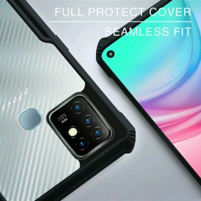 S/P- CASING Case INFINIX HOT 10 Shockproof Armor Transparent Premium Hardcase - Hitam CASE SP