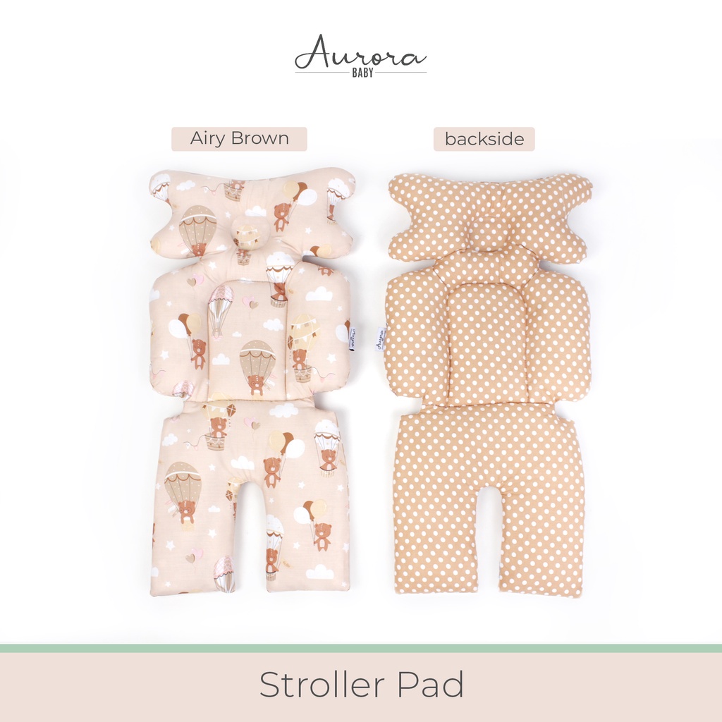 ALAS STROLLER - Aurora Baby dengan Sandaran Bantal Peyang (Peang) Motif Ufo Blue / Airy Brown / Bunny Grey