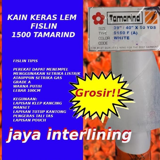 Kain Keras Interlining Fislin Lem 1500F Tamarind Grosir