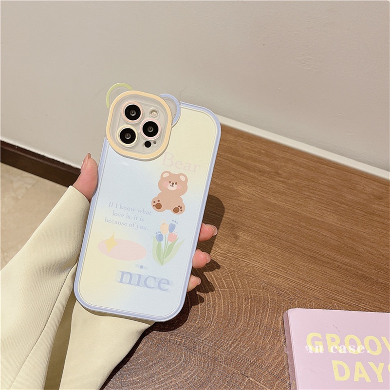 Soft Case TPU Transparan Shockproof Motif Beruang Untuk iPhone 14 13 12 11 Pro Max X Xr Xs Max SE 8 7 6 6s Plus
