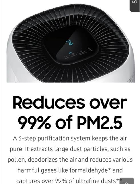 Air Purifier Samsung AX34R3020WW Pembersih Udara Samsung AX 34R3020WW Garansi Resmi