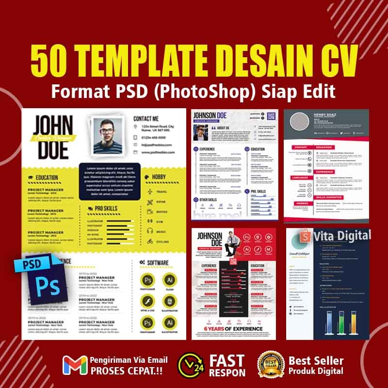 50 Template Resume CV keren Psd Premium Desain